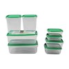 17PCS Food Container Green Fridge Bins Food Grade Plastic Leakage