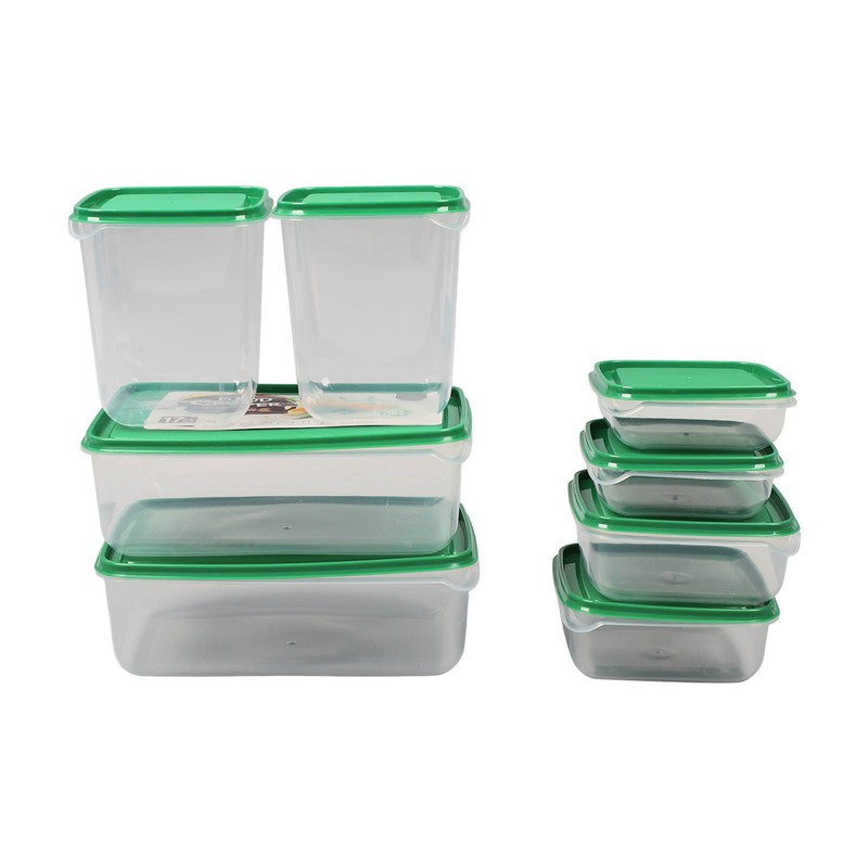 17PCS Food Container Green Fridge Bins Food Grade Plastic Leakage