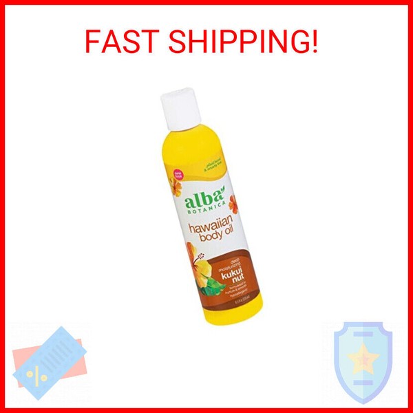 Alba Botanica Hawaiian Body Oil, Deep Moisturizing Kukui Nut, 8.5