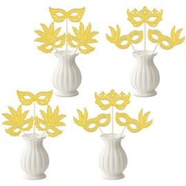 12 Pcs Masquerade Mask Centerpiece Sticks - Masquerade Mask Party Decorations - Venetian Mask Party Decorations