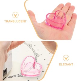 Vaso de cristal en forma de corazón sin tapa para herramientas de manicura y pinceles de maquillaje, 3 piezas color rosa elegante