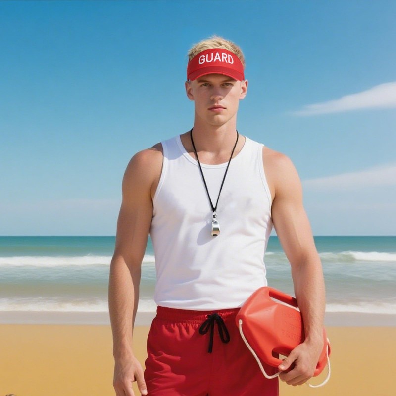 Marrywindix 1 Pcs Red Lifeguard Visor Hat Sport Wear Athletic
