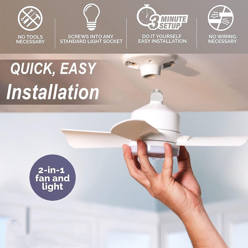 LED Ceiling Fan Light Dimmable 1000LM Screw In Ceiling Fans