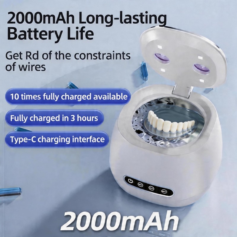 Ultrasonic Retainer Cleaner 45KHz Denture Cleaner Machine Dental Clean Pod