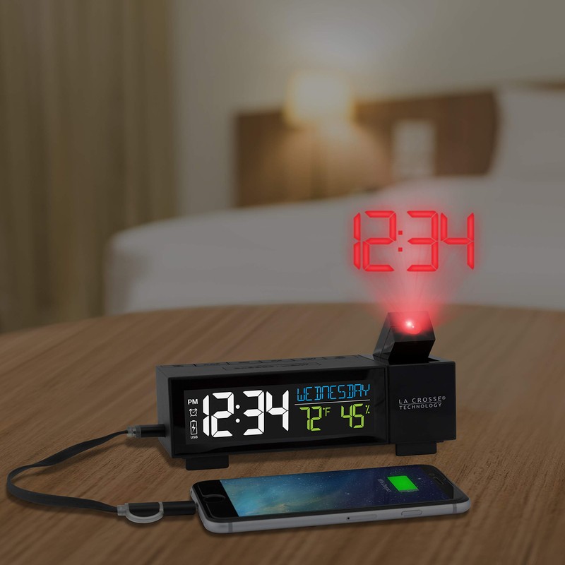 La Crosse Technology 616-1950-INT Pop-Up Bar Projection Alarm Clock with
