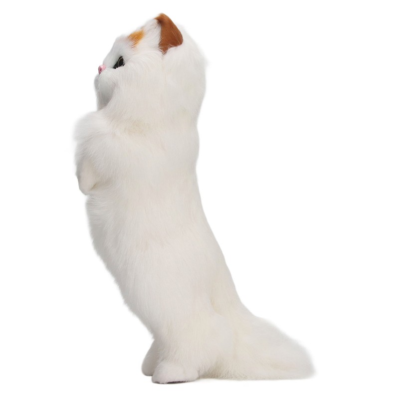 Furry Cat Figurine Realistic Simulated Adorable Lovely Decorative Plush Cat