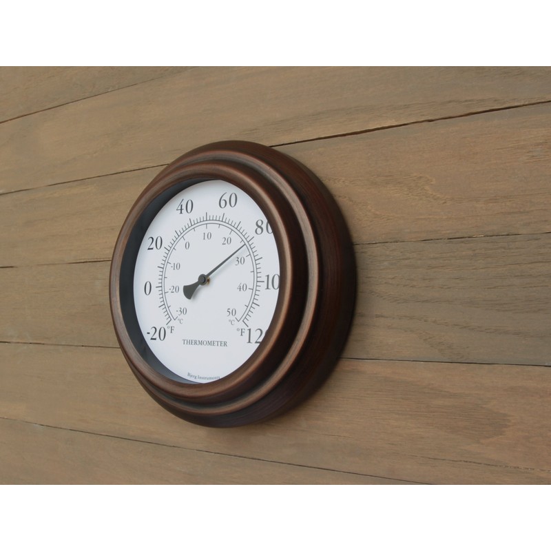 8" Decorative Indoor/Outdoor Patio Wall Thermometer (Bronze)