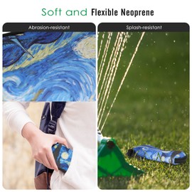 MoKo Sunglasses Soft Case, [Ultra Lightweight] Neoprene Zippered Eyeglass Storage Case with Belt Clip for Eyewear, Frames, Carrying Pouch Case Makeup Bag for Keys, Pencils, Cards - Starry Night