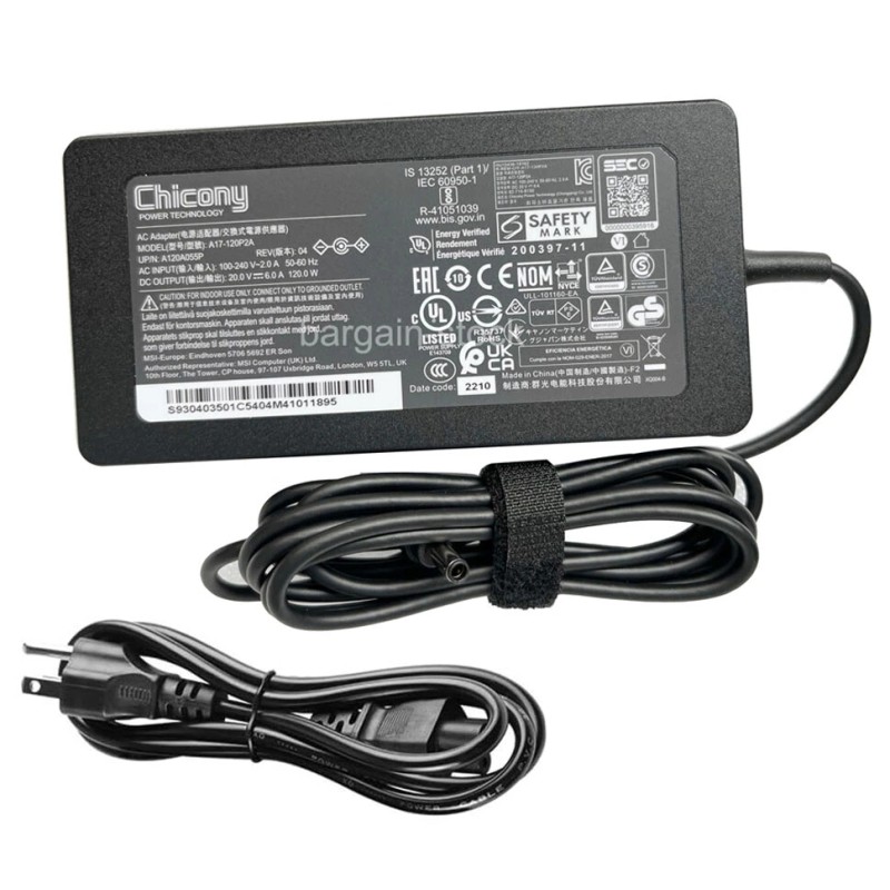 Chicony 20V 6A 120W AC Adapter Charger For MSI Thin