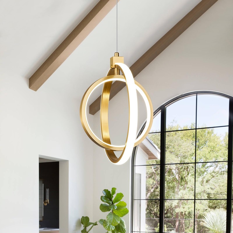 BNHHLZ Modern LED Chandelier Gold Ring Pendant Light Fixtures 4000K