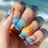 Medium Square Press on Nails Summer Beach Fake Nails Press