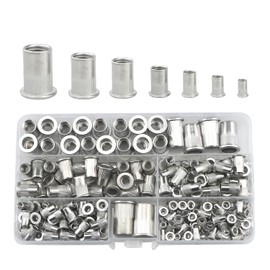 192 Pcs Rivet Nuts Kit,Threaded Insert Nut Riveter Set,Steel Rivnuts,Blind Rivet Nut Assortment For Metal, Wood,Aluminium(M3/M4/M5/M6/M8/M10/M12) (Silver)