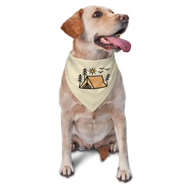 Happy Camper Summer Dog Bandana，Adorable Puppy Accessory for The avid Camper ，Pet Neckerchief for Pets Daily Wear Photo Prop Party Supplies,Funny Cute Dog Bandana (Khaki)