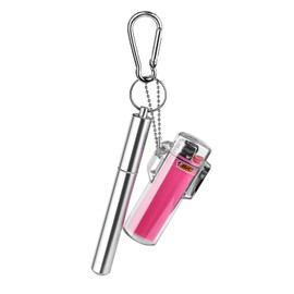 Lighter Case&Airtight Aluminum Metal Storage Tube Set,Waterproof Aluminum Container + Durable Lighter Pouch,Travel Kit for Hiking,Outdoor Use (Clear)