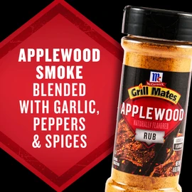 McCormick® Grill Mates® Applewood Naturally Flavored Seasoning & Rub, Smoky & Savory, With Garlic, Peppers & Spices, Bold Flavor, For Chicken, Beef & Seafood, Kosher, 6 oz