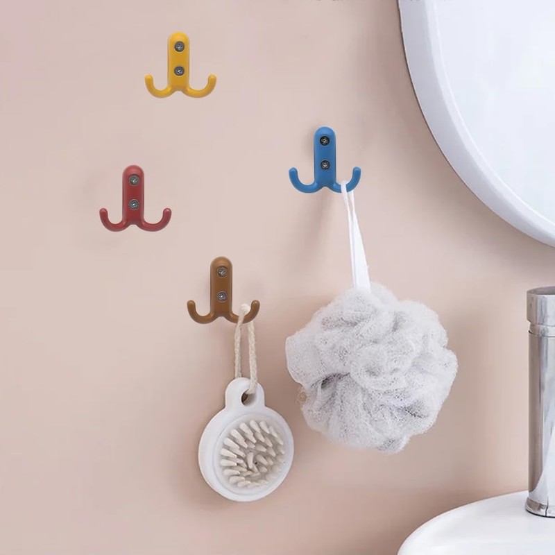 YDHfdc Pack of 7 Coat Hooks, Double Hooks, Wall Coat
