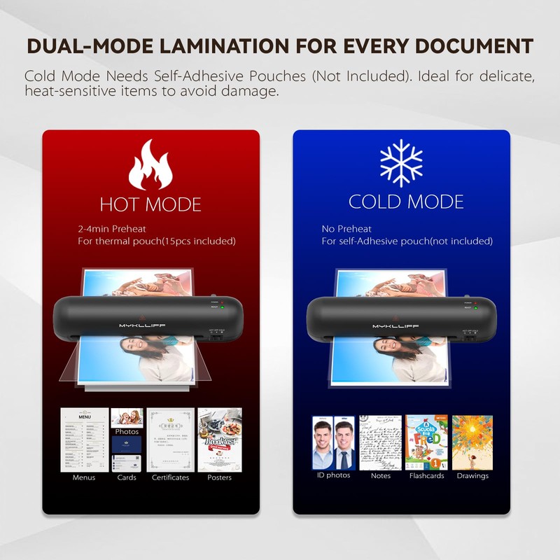 Laminator Machine 9-Inch Portable Thermal Laminater with Hot & Cold