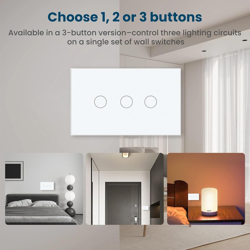 1000W Touch Light Switch No WiFi,4.65 × 2.83 × 1.34