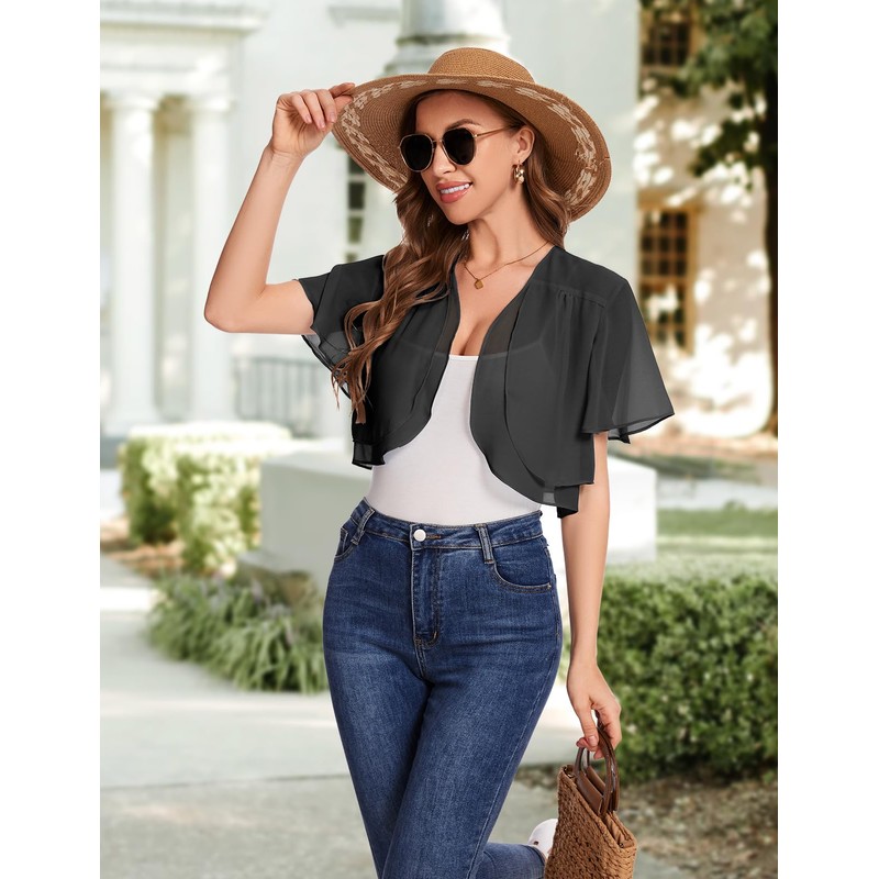 Bbonlinedress Bolero Women's Festive Chiffon Cardigan Elegant Short Sleeve Casual