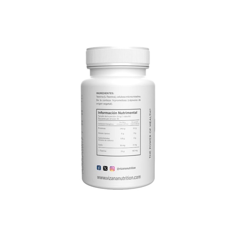 L-Teanina 100 mg Aminocido L-Theanine Relaxation Support Suplemento Alimenticio 90