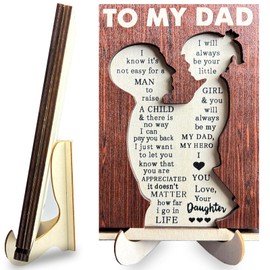 To Dad Gifts Wooden Desktop Decorations - Unique Dad Birthday Gifts Table Décor, Cool A Gift Meaningful Daddy Gift Idea for Fathers Day Christmas Thanksgiving Stocking Stuffers Presents from Daughter