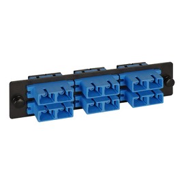 ICC Classic SC-SC Fiber Optic LGX Compatible Adapter Panel with 6 x SC Blue Multimode Duplex Adapters for 12 Fibers - High-Performance and Reliable Fiber Connectivity Solution