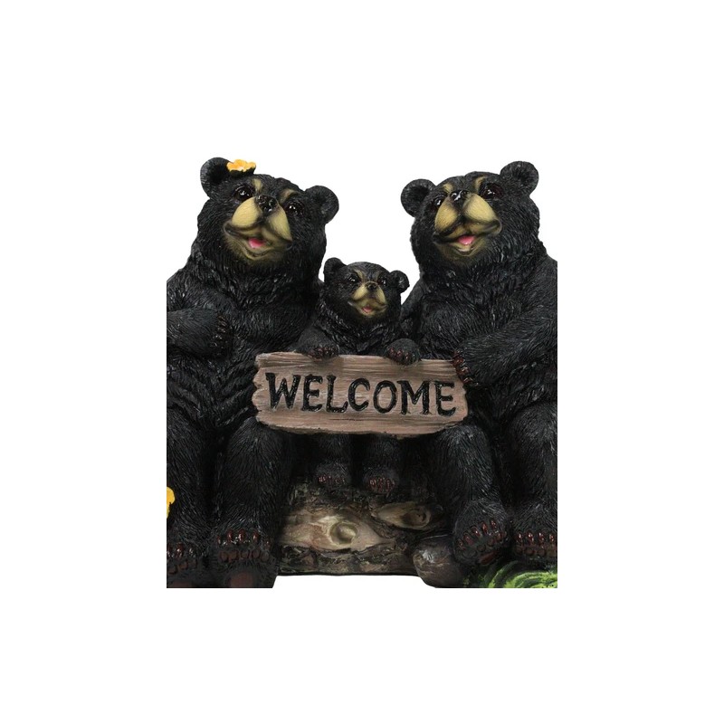 Papa Mama Black Bears and Cub Sitting On Log with