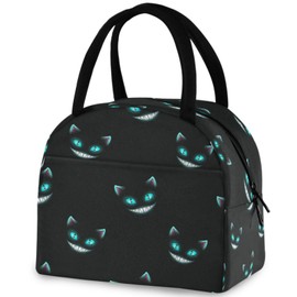 ZzWwR Cute Cheshire Cats Pattern Reusable Lunch Tote Bag with Front Pocket Zipper Closure Insulated Thermal Cooler Container Bag for Man Women Work Picnic Travel Beach Fishing