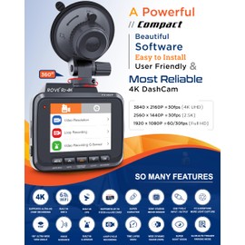 ROVE R2-4K Dash Cam Built-in WiFi 6 GPS Car Dashboard Camera Recorder with UHD 2160P, 2.4" IPS Screen, 150° Wide Angle, WDR, Night Vision