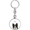 Toff London Black and White Border Collie Head Dog Keyring,