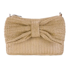 Obosoyo Straw Purses Women 2024 Bow Clutch Chain Summer Handbags Beach Crossbody Bag Wedding Spring Bags