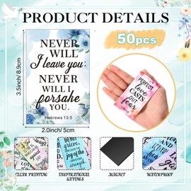 Blosssound 50 Pcs Inspirational Christian Magnets with Bible Verses Religious Refrigerator Magnet Motivational Quotes Fridge Scripture Positive Gifts for Home Office School Locker Decor(Floral)