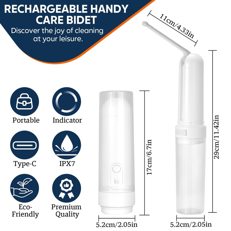 CrysGuard PureStream Portable Bidet for Travel – USB-C Rechargeable Handheld
