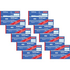 Herlitz Receipt Pad 402, Self-Copying, A6 Landscape, 2 x 40 Sheets (Pack of 10)