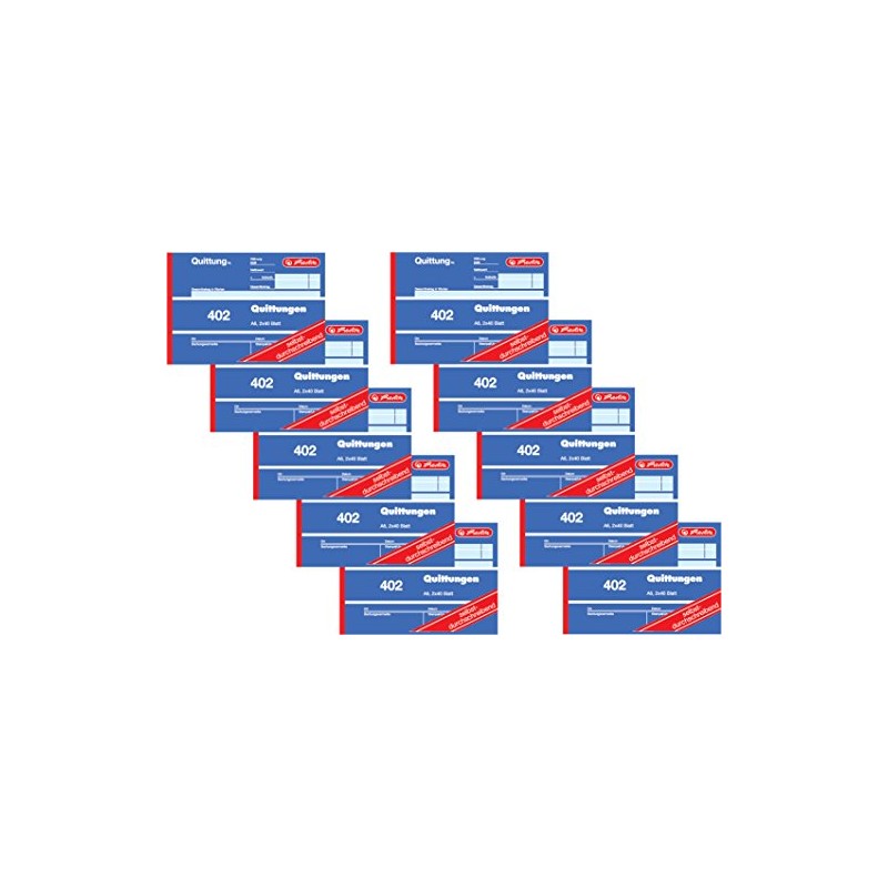 Herlitz Receipt Pad 402, Self-Copying, A6 Landscape, 2 x 40