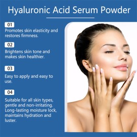 Hyaluronic Acid Serum Powder Hyaluron Pulver Hyaluronsäure Pulver Wasserlöslich, Feuchtigkeitsspendend und Feuchtigkeitsspendend, Geeignet für Gesichtsessenz-Hautpflegeprodukte