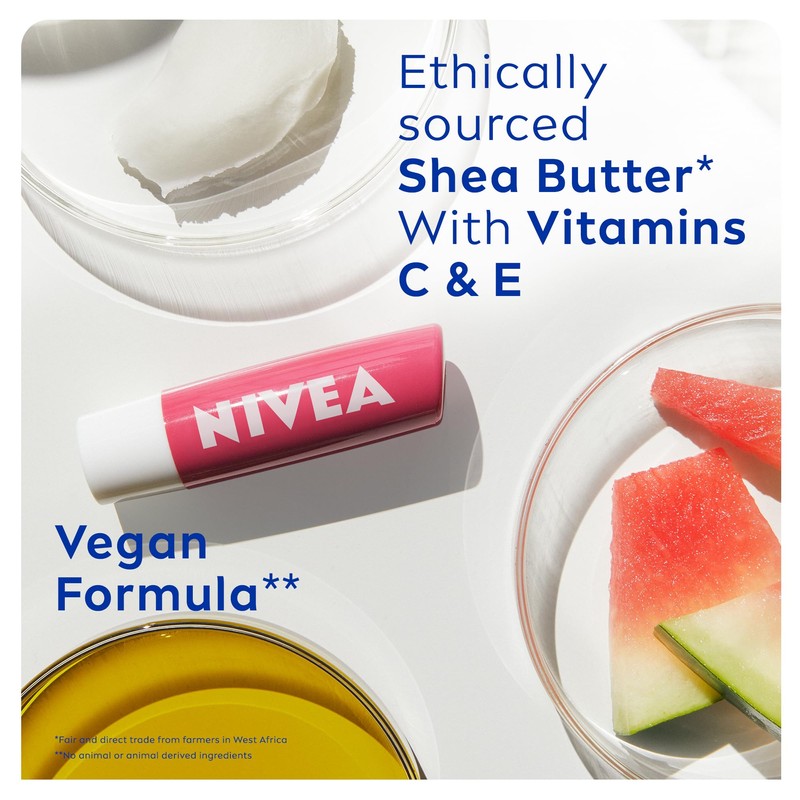 NIVEA Watermelon Shine Lip Balm (4.8g), Flavoured Lip Balm with