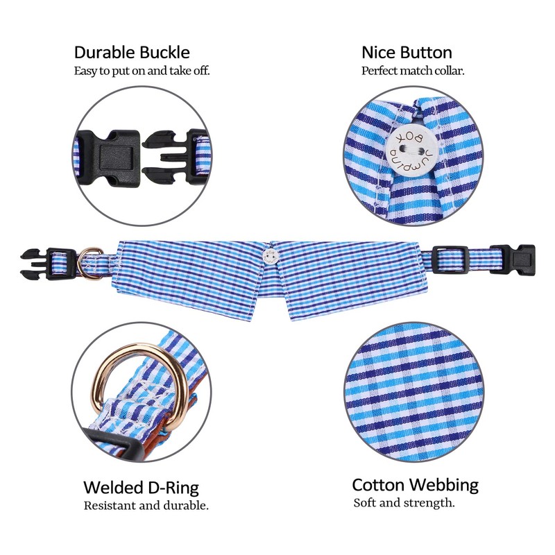 Faleela Cotton Plaid Shirt Style Dog Collar Soft Cute,Boy Dog