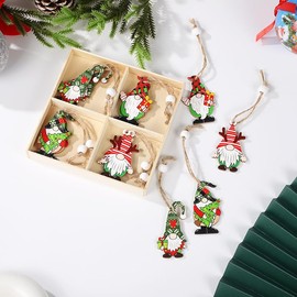 12PCS Christmas Wooden Ornaments, Colored Faceless Doll Tree Pendant Christmas Gnomes Pendant Hanging Ornaments Xmas Party Decoration for Adults Children Gift Xmas