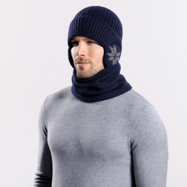 Women Winter Beanie Hat with Face Shield Peruvian Circle Scarf Set Sherpa Ski Ear Flaps Hats Fleece Lined