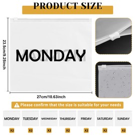 14pcs Days of Week Packing Cubes Luggage Organizers for Suitcase Plastic Zipper Bags for Travel Plastic Organizer Bags with Zipper Packing Cubes for Travel Days of the Week