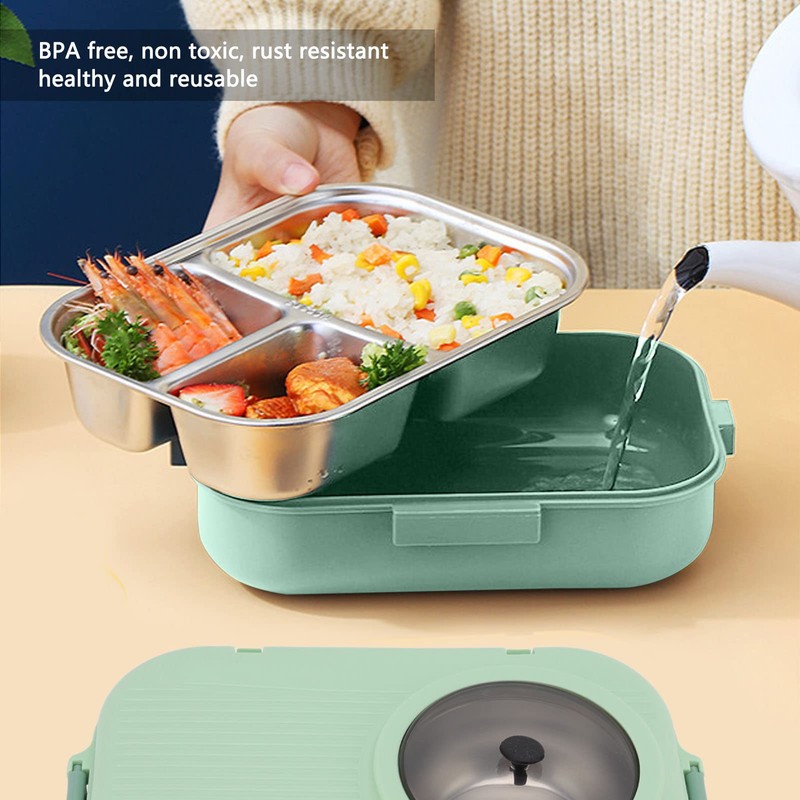 Thermal Lunch Box 304 Bowl Chopsticks Student with Portable Carry