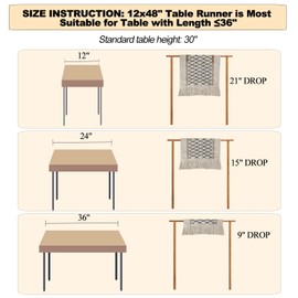 Mayler Yee Table Runner Linear End, Boho Style with Tassels, Cotton & Linen, Farmhouse Home Decor for Living Room Dresser Scarfs (12x48inch, Black & Beige)