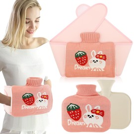 Hot Water Bag 800mL Rubber Hot Water Bottle with Waist Cover Wearable Hot Water Bottle Belt Cute Cartoon Wrap Around Hot Water Bottle Portable Warm Water Bag for Waist Back Neck and Shoulder PoUYWH