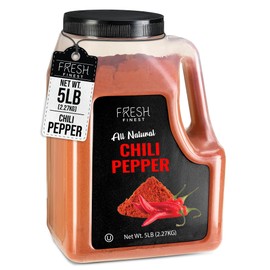 Fresh Finest Bulk Spices Commercial and Home Cooking 5 LB Chili Powder - Red Pepper Seasoning, Freshly Packed at the Source Non-GMO, Ground Red Chili Best for Stews, Meat Rubs, Salsa, and More - 5 LB