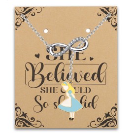 PLITI Alice Necklace Alice Lover Gift Alice Movie Fans Gift She Believed She Could So She Did Gift For Daughter (Believed Alice Y necCA)