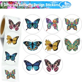 Hohamn 600Pcs Butterfly Stickers Roll for Kids 1.5 Inch Butterfly Stickers Label for Kids Butterfly Party Favors Decoration Envelope Seals