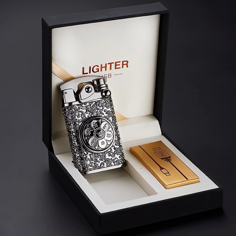 Golden Vintage Dual Arc Plasma Jet Flame Torch Lighter -