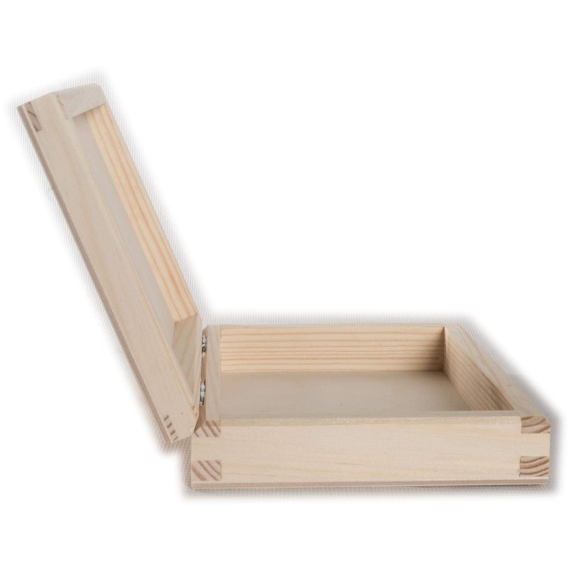 Small Shallow Flat Lidded Wooden Box with Magnetic Closure |