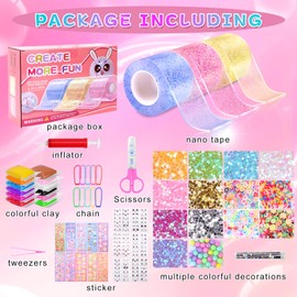 Meetory Nano Tape for Children, Tape Bubbles Set, Magic Nano Tape, Nano Tape Multipurpose, Nano Tape Set Suitable for Boys and Girls, with Sequin Stickers, DIY Craft Kit, Party Favours Gifts